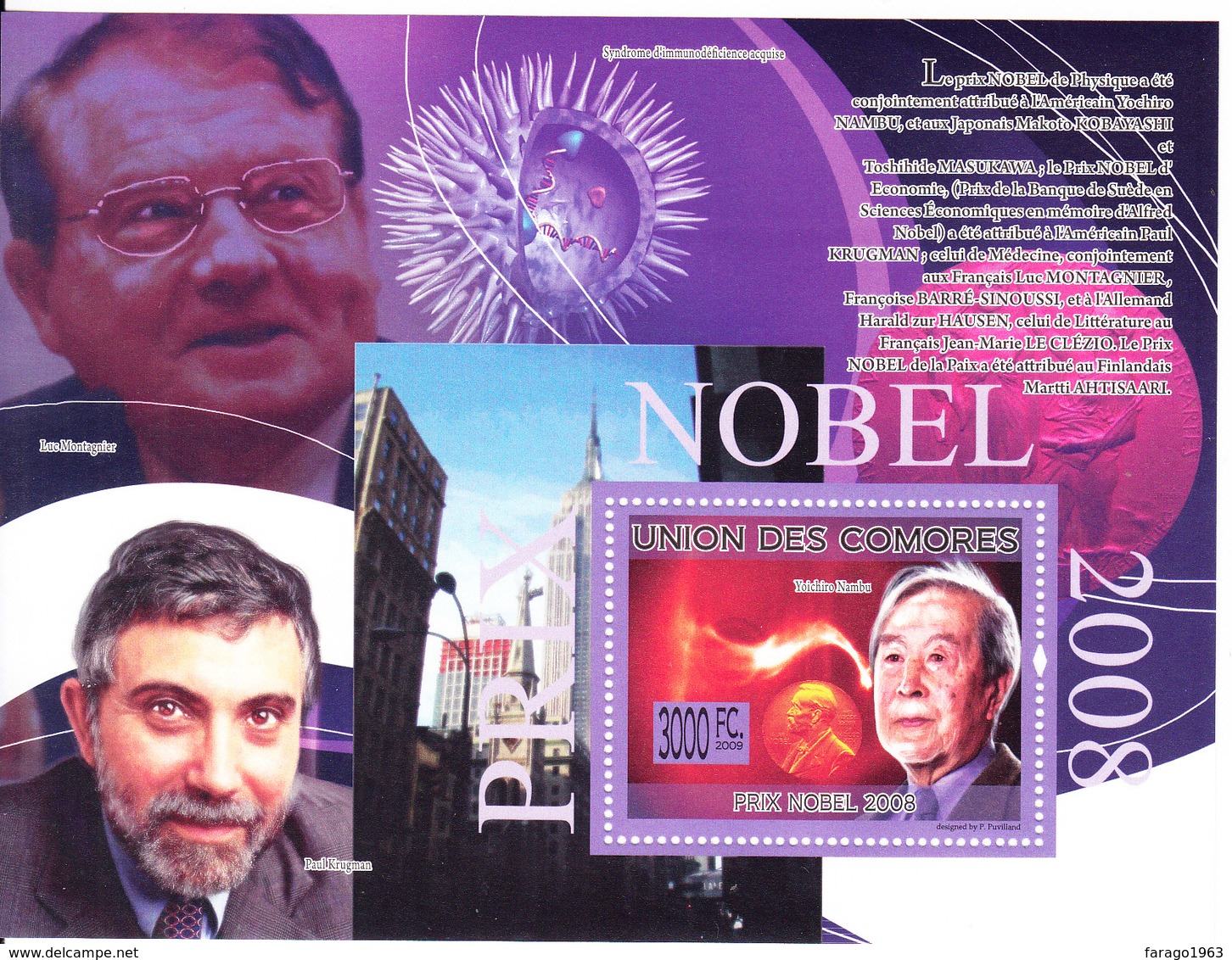 2009 Comoros Nobel Prize Winners Physics Economics Health  Complete Set Of 2 Sheets MNH  @ 60% FACE VALUE - Nobel Prize Laureates