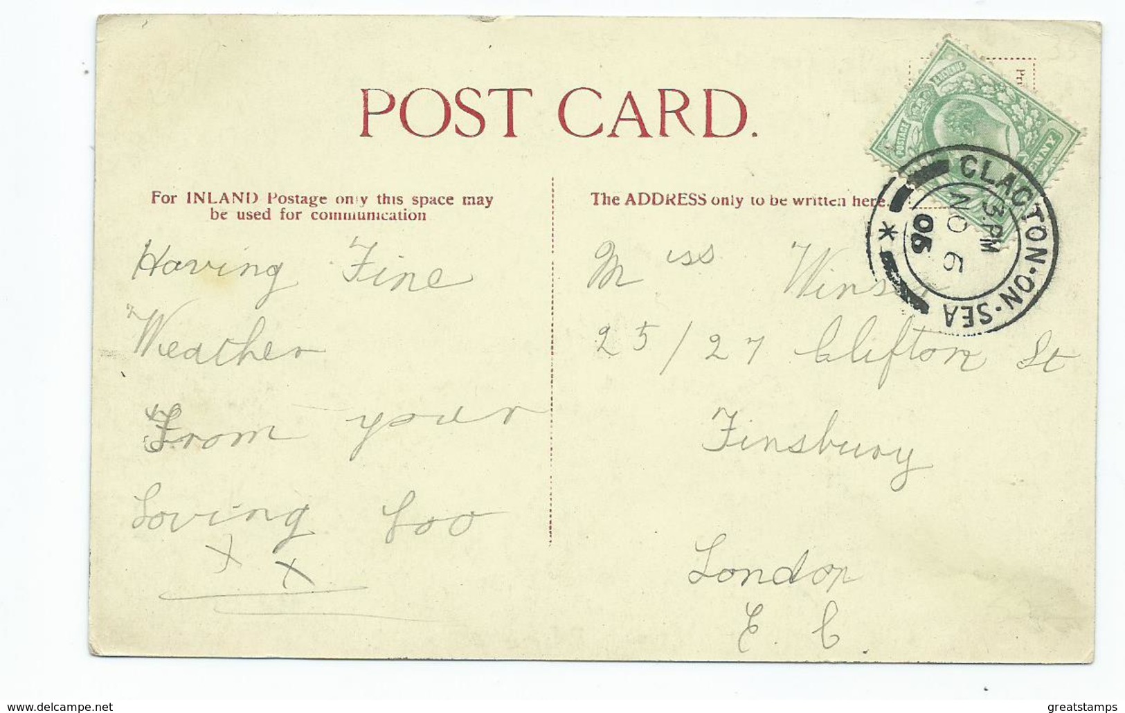 Postcard  Essex Clacton-on-sea Rp Posted1905 Quite A Thin Card - Clacton On Sea