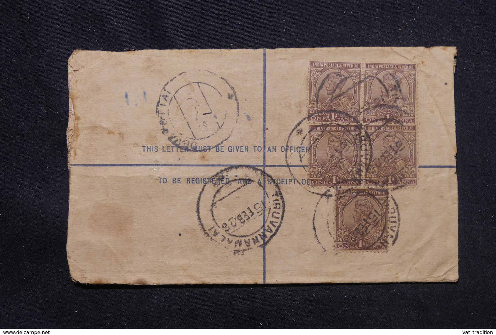 INDE - Entier Postal + Compléments ( Au Verso ) En Recommandé De Tiruvannamalai En 1926 Pour Devakottai - L 59945 - 1902-11  Edward VII