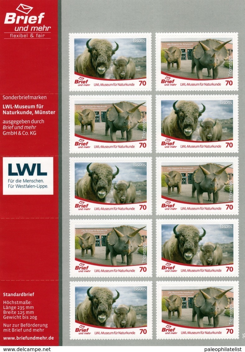 Germany 2019, Reprint From 2017:  Dinosaurs, Prehistoric Animals, Bison, MINT M/S - Prehistorisch