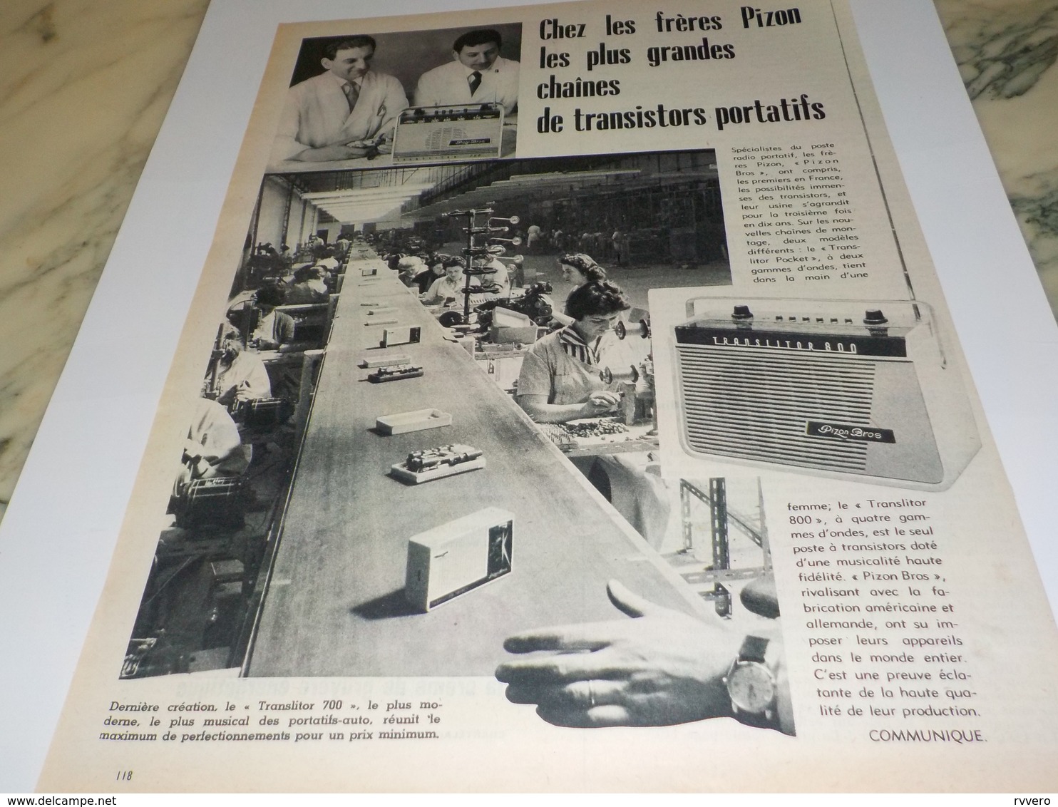 ANCIENNE  PUBLICITE TRANSISTOR PORTATIF  FRERE PIZON  1960 - Sonstige & Ohne Zuordnung