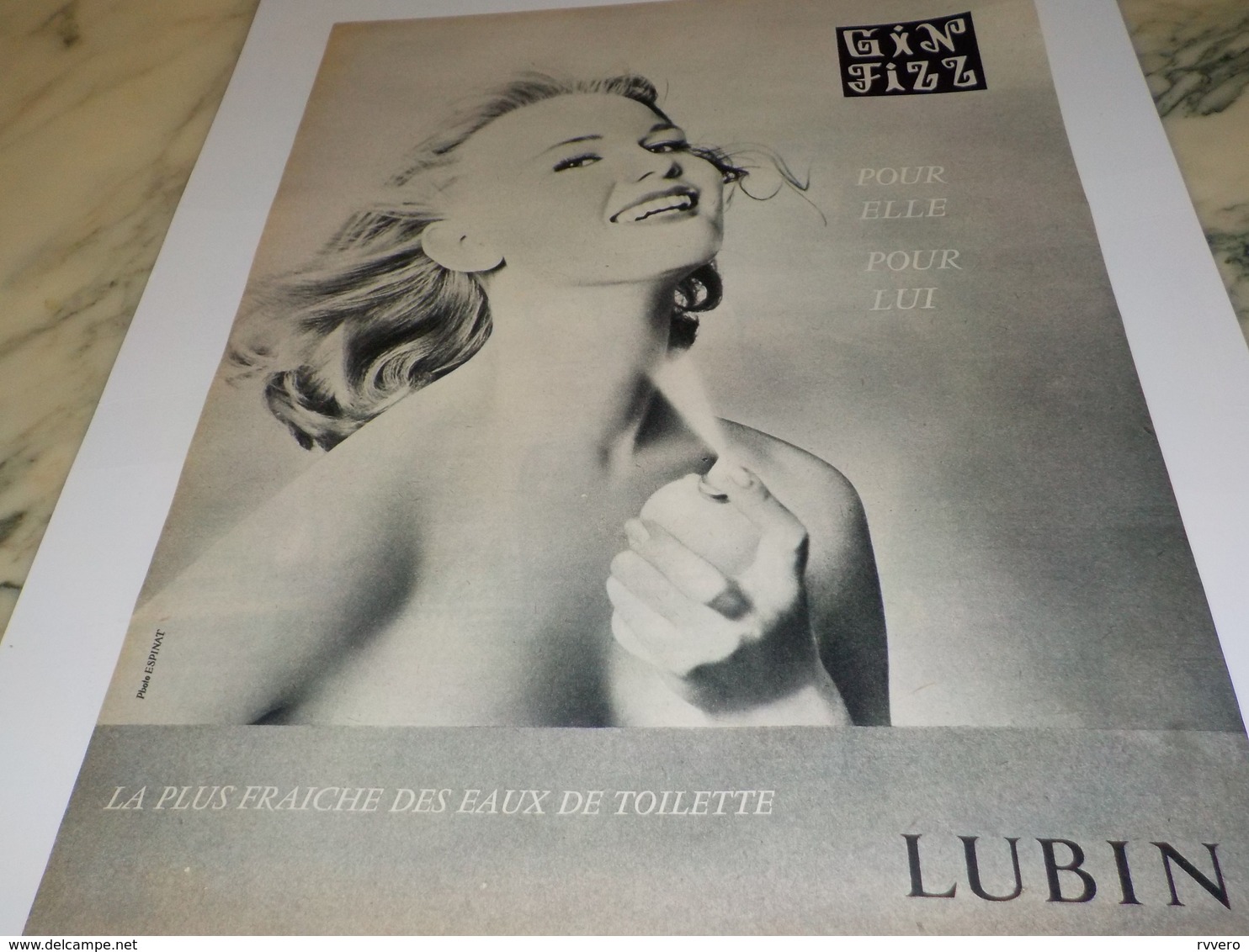 ANCIENNE  PUBLICITE PARFUM GIN FIZZ  DE LUBIN  1960 - Other & Unclassified