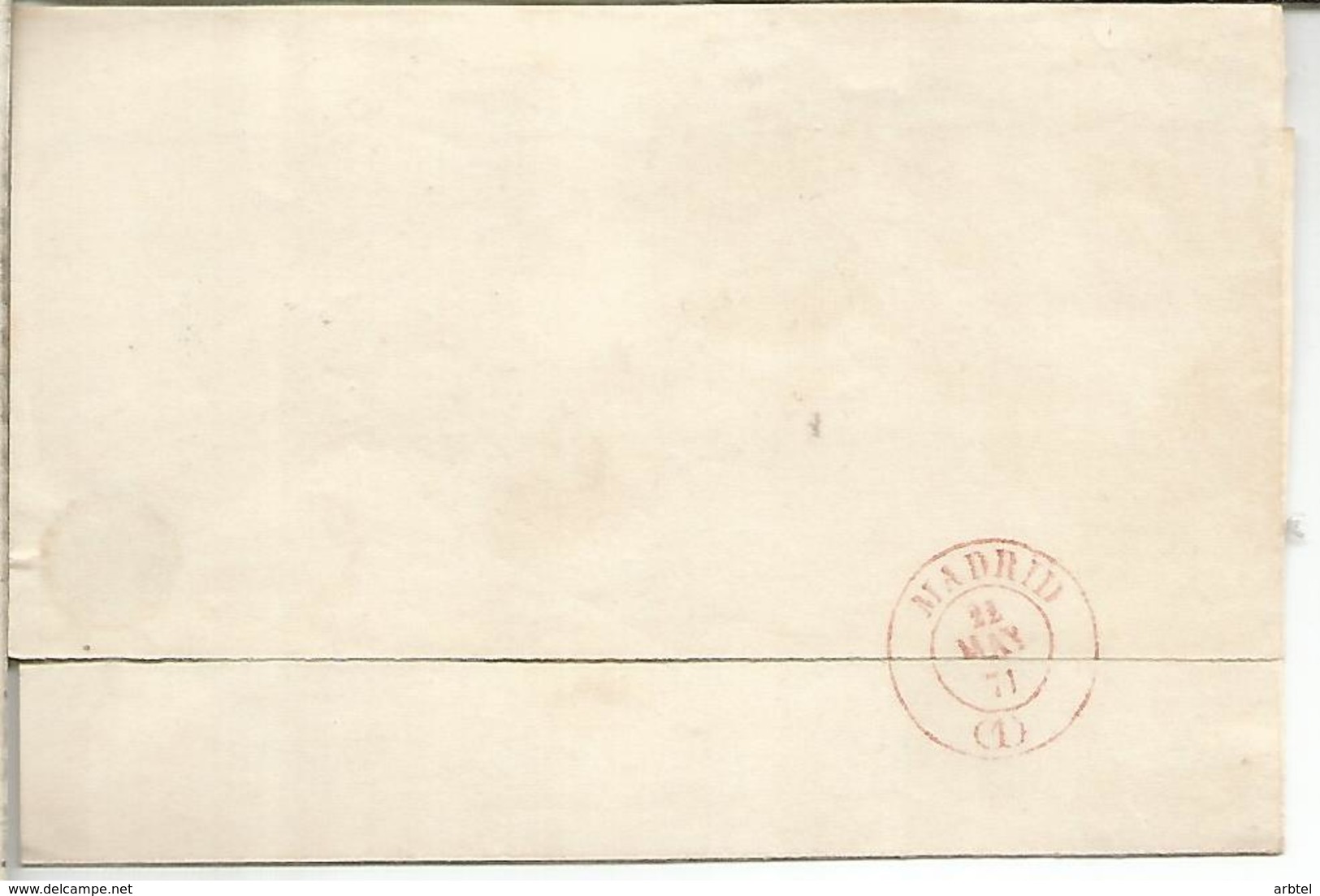 CC LINARES A MADRID 1871 AL DORSO MAT LLEGADA EN COLOR ROJO - Lettres & Documents