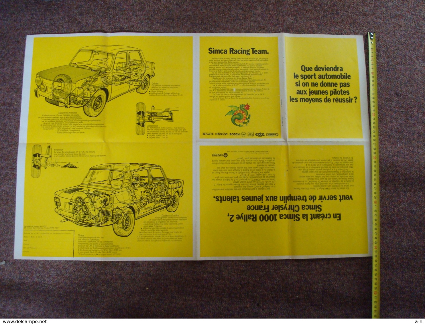 Grand Poster Simca Rallye 2 , S R T .Original 1970 + . - Other & Unclassified