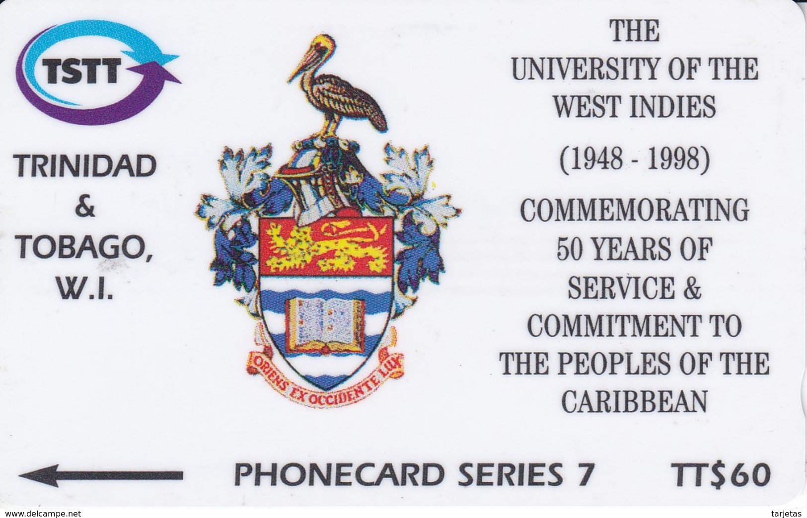 245CTTA TARJETA DE TRINIDAD Y TOBAGO DE THE UNIVERSITY OF THE WEST INDIES - Trinidad & Tobago