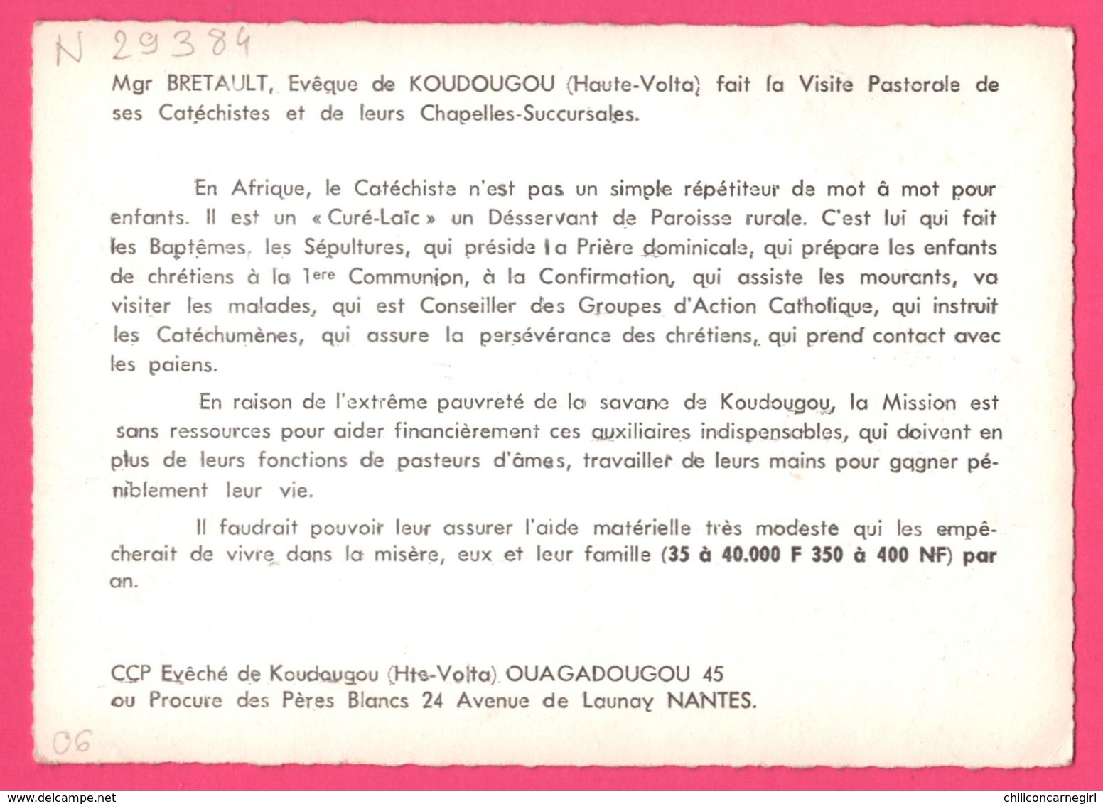 Cp Dentelée - Koudougou - Mgr BRETAULT Eveque Visite Pastorale Cathéchistes - Haute Volta - Animée - St - Pères Blancs - Burkina Faso