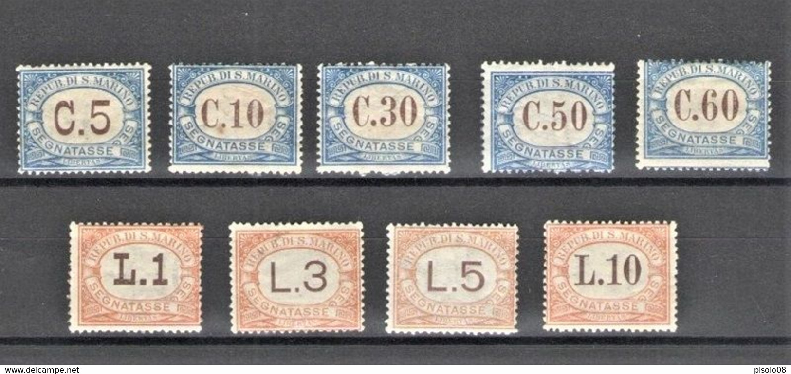 SAN MARINO 1925 SEGNATASSE COLORI CAMBIATI SERIE CPL. * GOMMA ORIGINALE - Impuestos