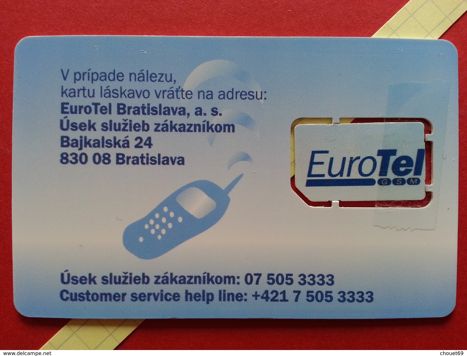 SLOVAKIA SIM GSM EUROTEL VAMI Cut Chip - Numbers Front USIM RARE Used (BH1219b - Slowakei