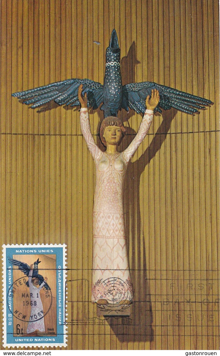 Carte Maximum  Sculpture Nations Unies 1968 - Cartes-maximum