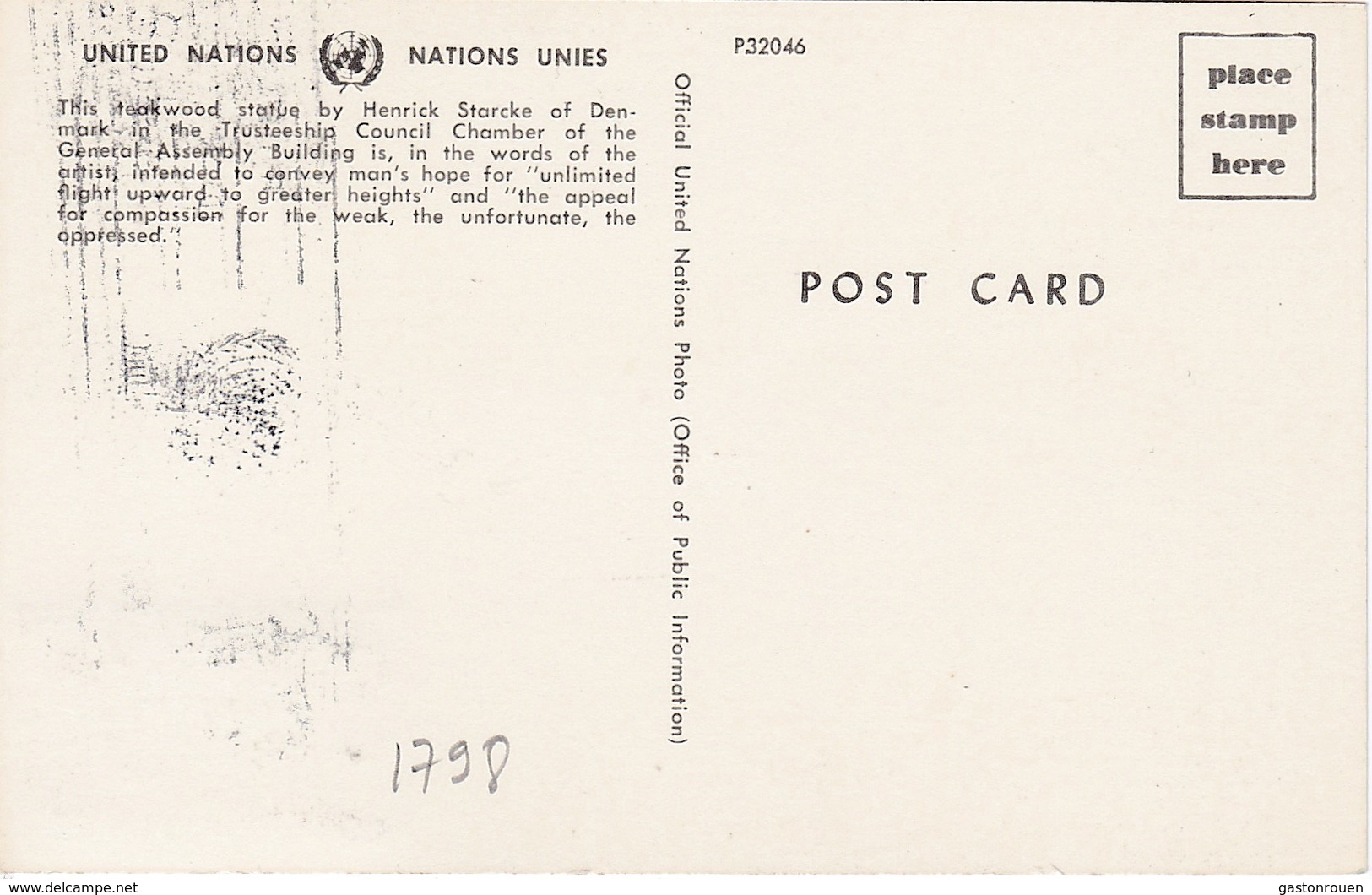 Carte Maximum  Sculpture Nations Unies 1968 - Maximum Cards