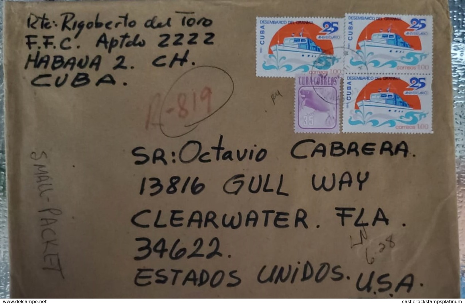 O) 1981 CUBA, SPANISH ANTILLES,  DISEMBARKING OF REVOLUTIONARY FORCES - YACHT GRANMA 1p SC 2456, FAUNA - MANATEE SC 2461 - Covers & Documents