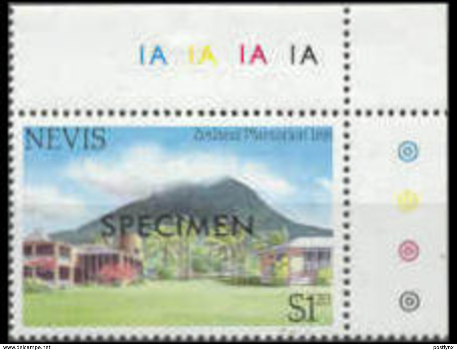 NEVIS 1985 Tourism Volcano Zetland Plantation Inn Sugar Mill Palm Trees $1.20 Ser.II CORNER SPECIMEN - Volcanos