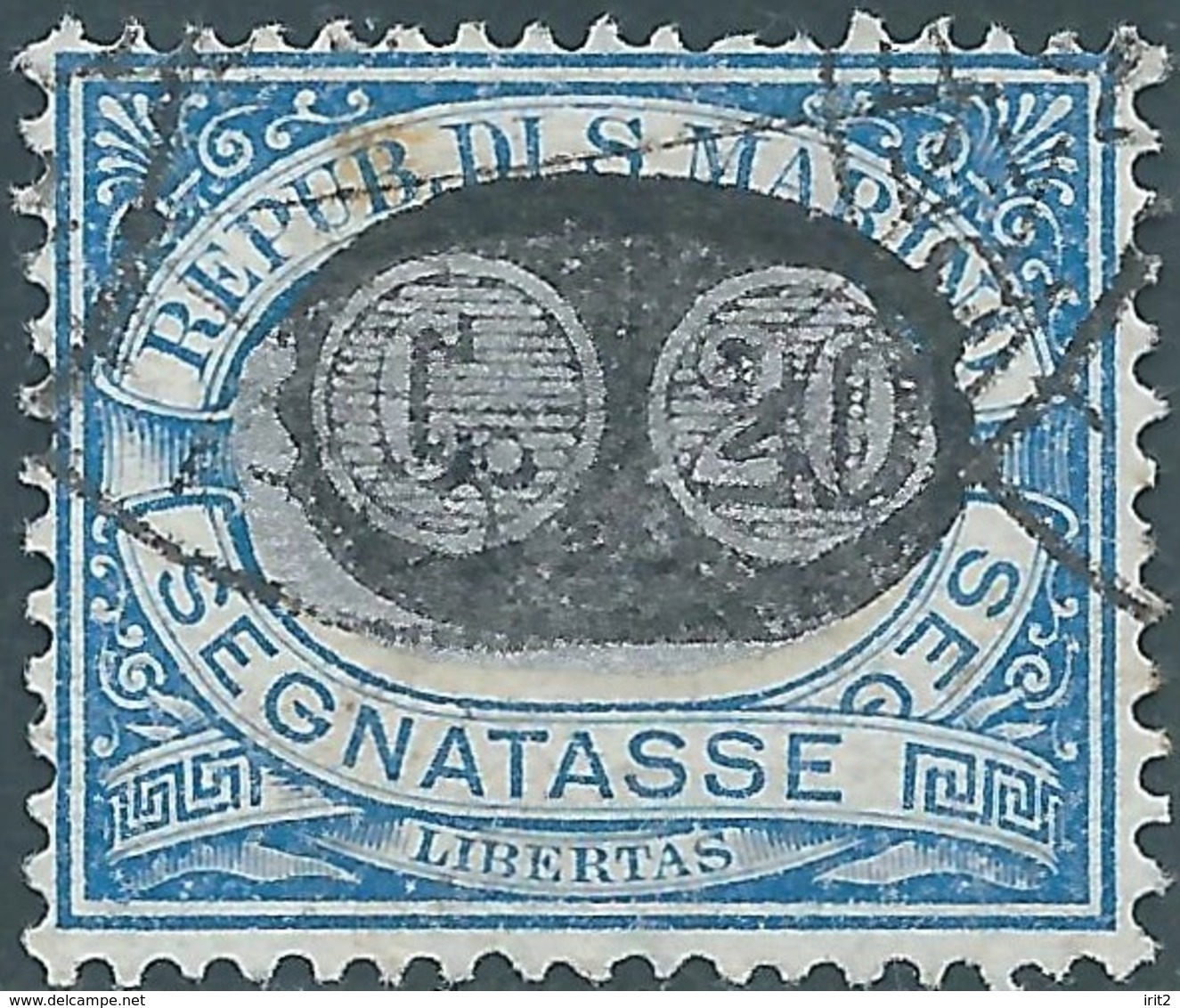 Republic SAN MARINO 1931  SEGNATASSE Revenue Taxe, C.20 - Shifted Center -  Used - Segnatasse