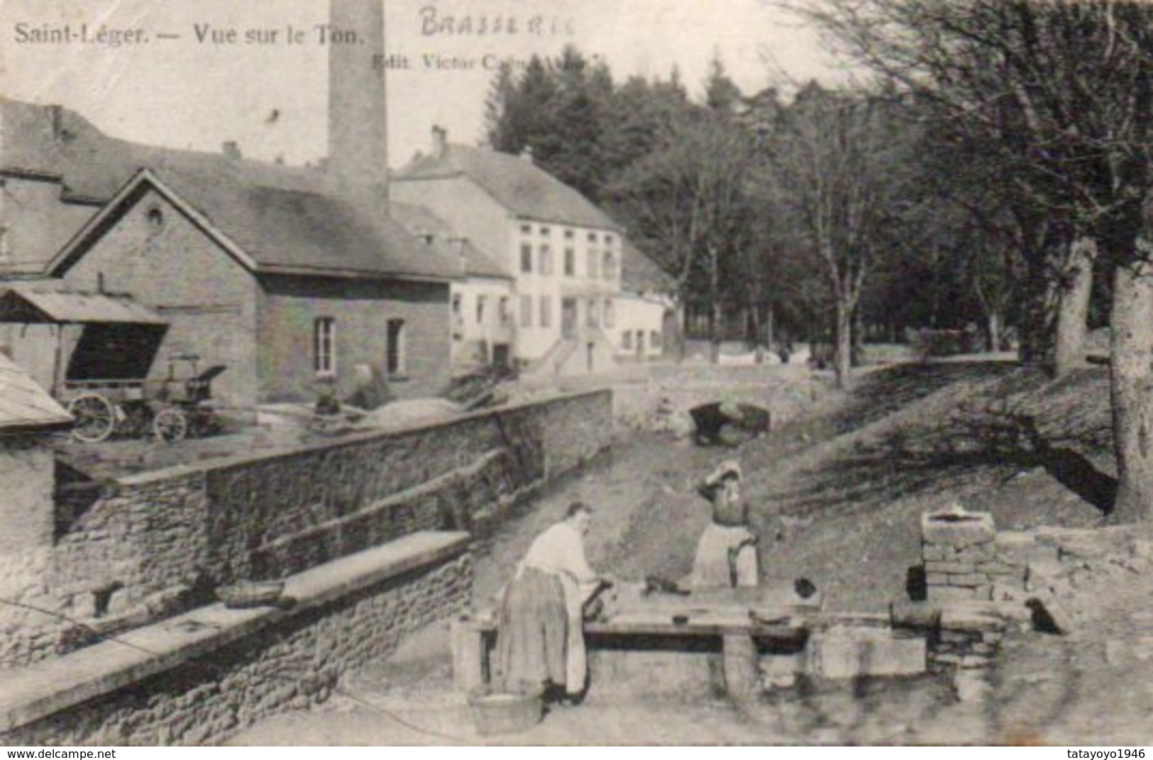 Saint-Leger Vue Sur Le Ton Lavoir Et Brasserie Circulé En 1911 - Saint-Léger