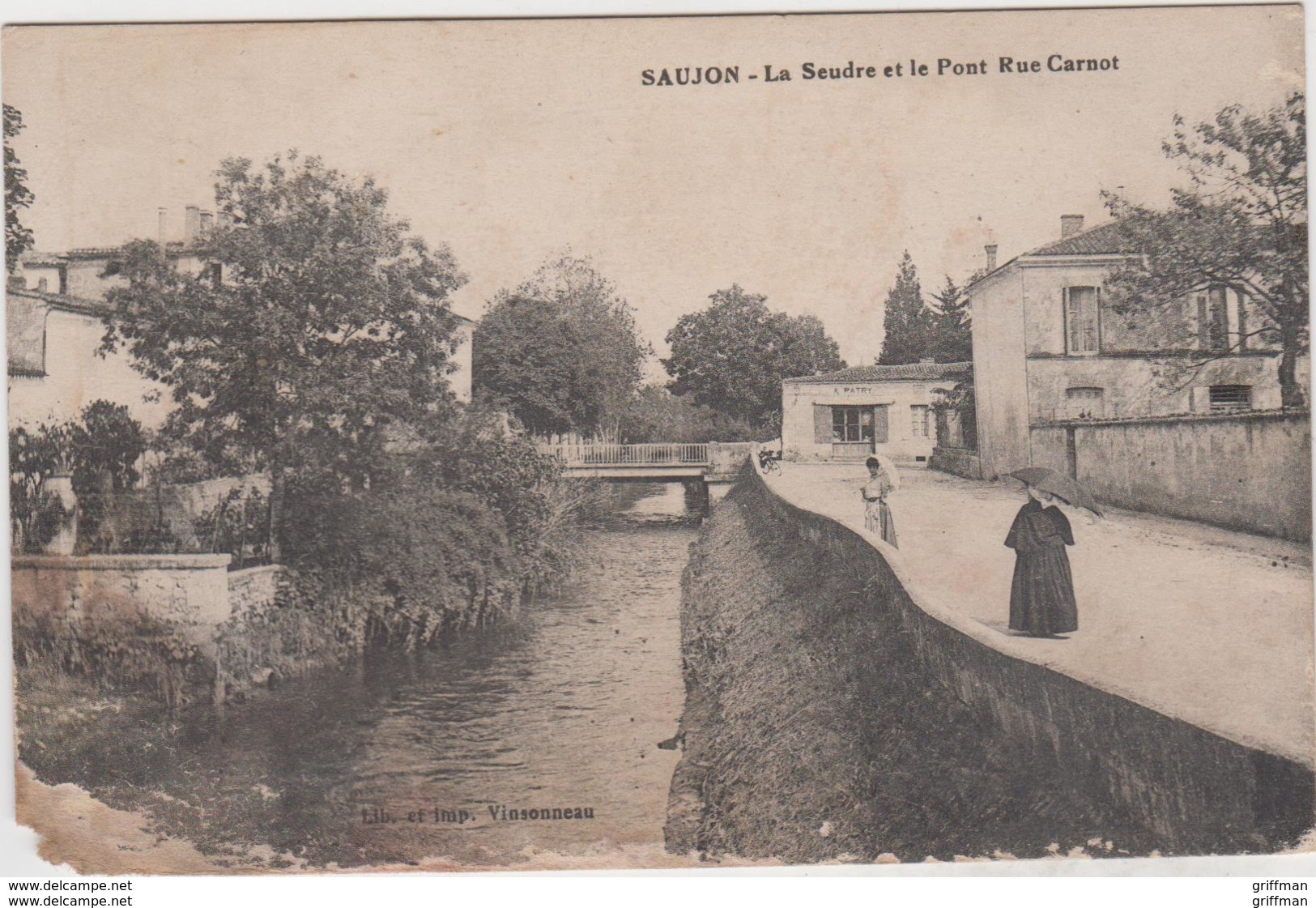 SAUJON LA SEUDRE ET LE PONT RUE CARNOT 1918 - Saujon