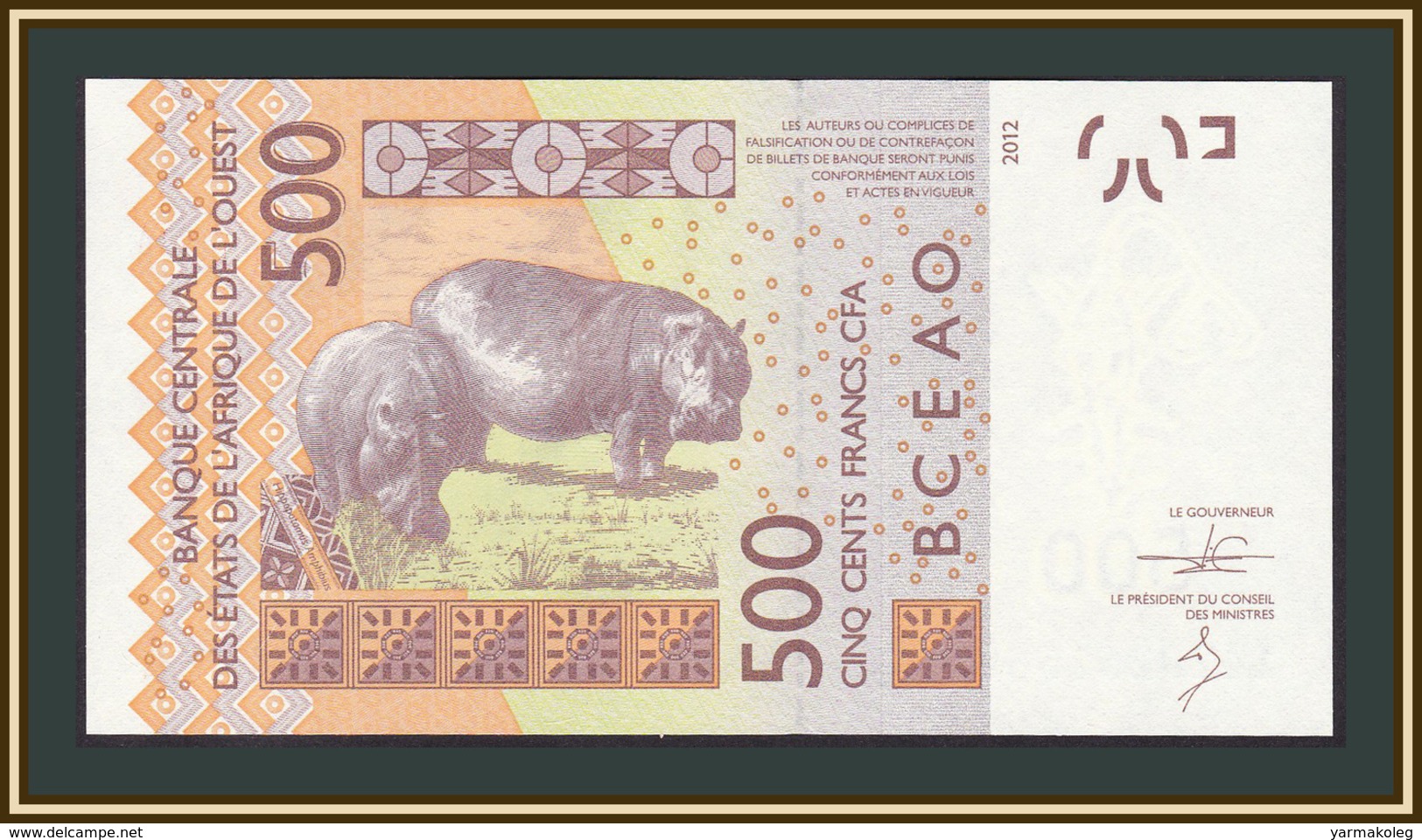 West African States (A - Ivory Coast) 500 Francs 2014 P-119 (119Ac) UNC - West African States