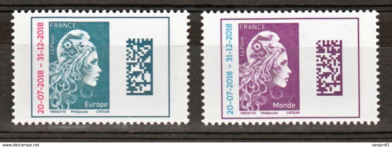 France 5270/5271 2018 Marianne L'engagée Europe Et Monde Surchargées  Neuf TB ** MNH Sin Charnela Prix De La Poste 2.5 - Neufs