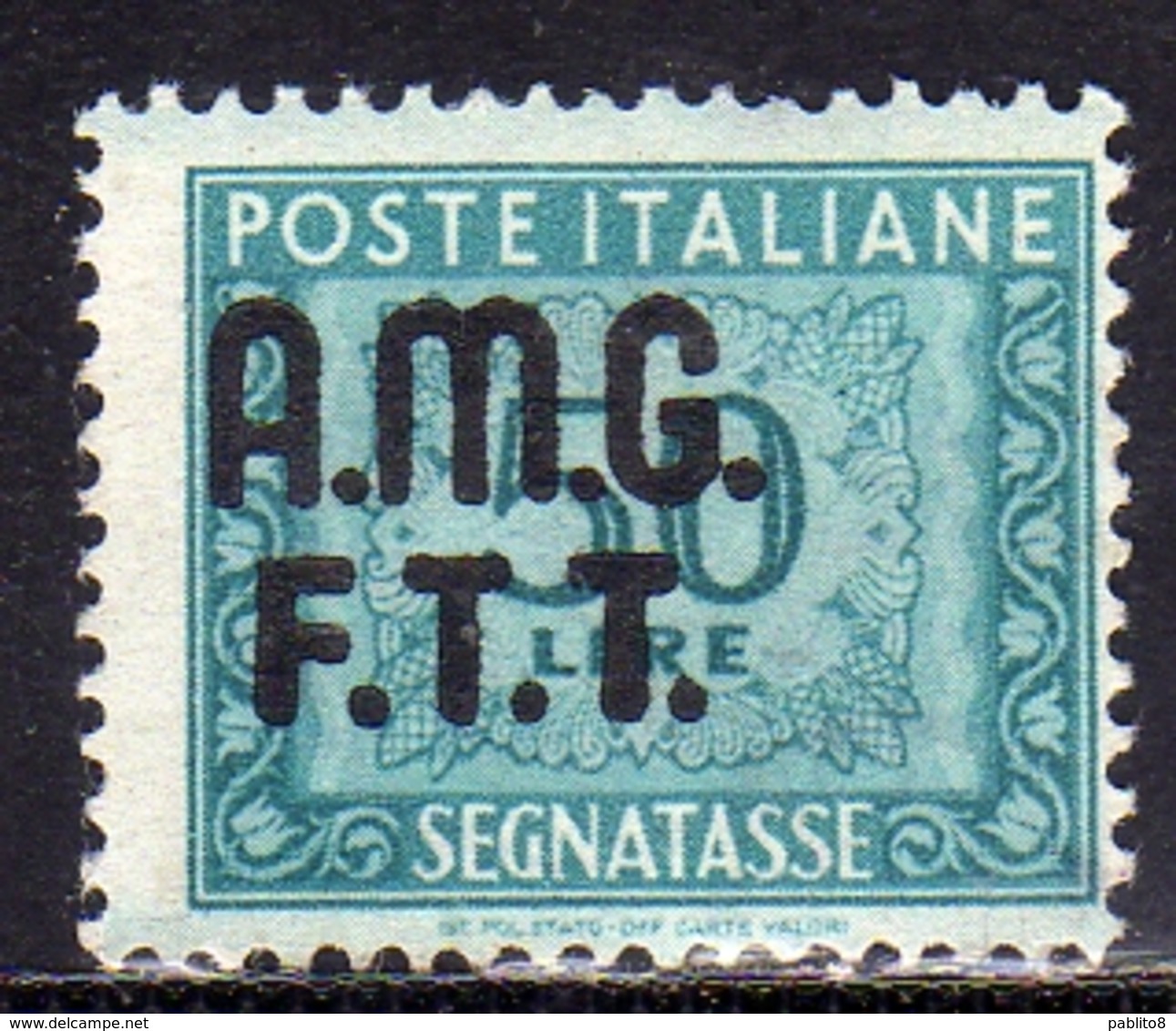 TRIESTE A 1947 1949 VARIETÀ VARIETY AMG-FTT SOPRASTAMPATO D'ITALIA ITALY OVERPRINTED SEGNATASSE  TAXES TASSE LIRE 50 MNH - Taxe