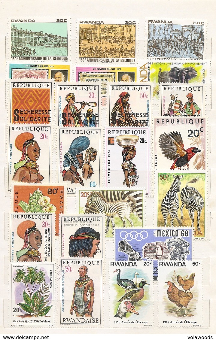 Rwanda - Lotto Di 215 Francobolli Usati E Nuovi Tutti Diversi Anche In Serie Complete - Senza Album!!!! - Collections