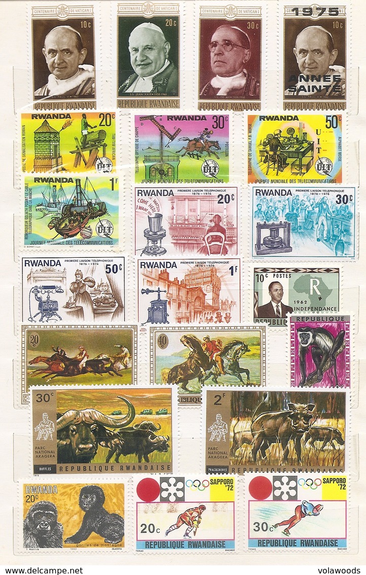 Rwanda - lotto di 215 francobolli usati e nuovi tutti diversi anche in serie complete - senza album!!!!