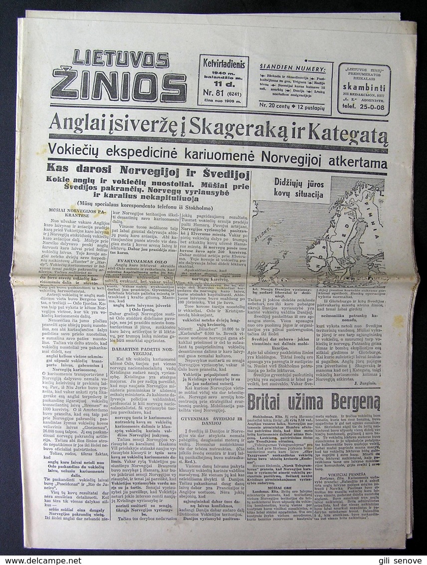 Lithuanian Newspaper/ Lietuvos žinios No. 81 (6241) 1940.04.11 - General Issues