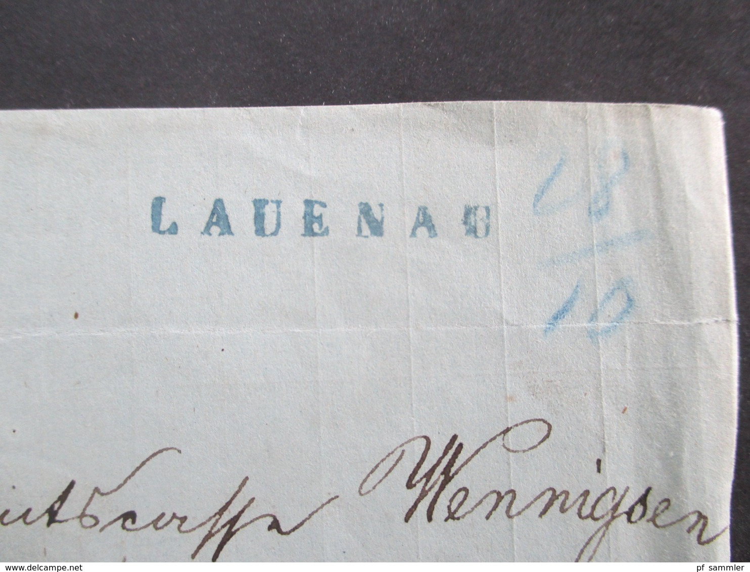 AD Hannover Um 1855 Briefvorderseite (VS) Mit Blauem Stempel L1 Lauenau Nach Wennigsen Zu Linden - Hannover