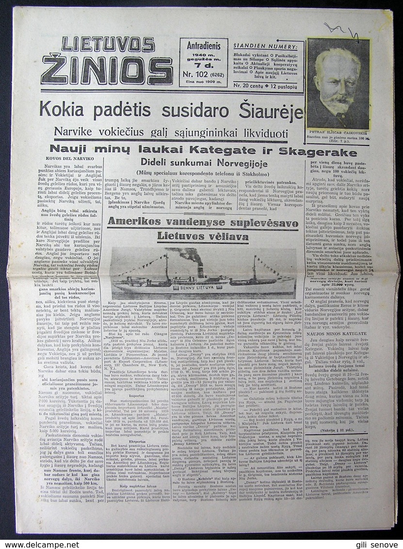 Lithuanian Newspaper/ Lietuvos žinios No. 102 (6262) 1940.05.07 - Informaciones Generales