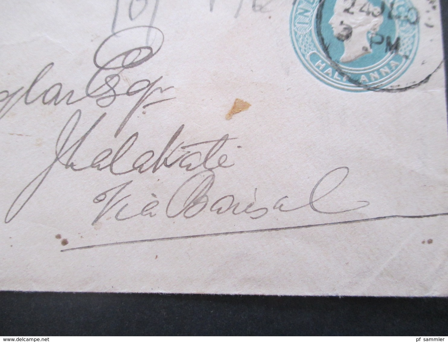 GB Kolonie 1905 Indien GA Umschlag Nach Jhalakati Mit K1 Ank. Stempel - 1902-11  Edward VII