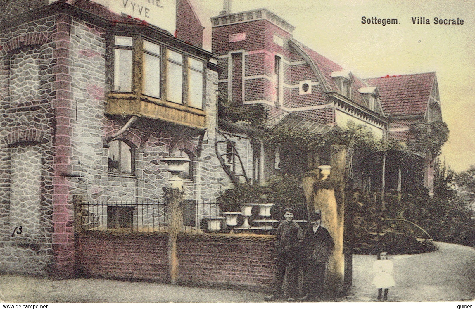 Sottegem Villa Socrate  Couleur Animée 1910 Traces De Colle Au Verso - Zottegem