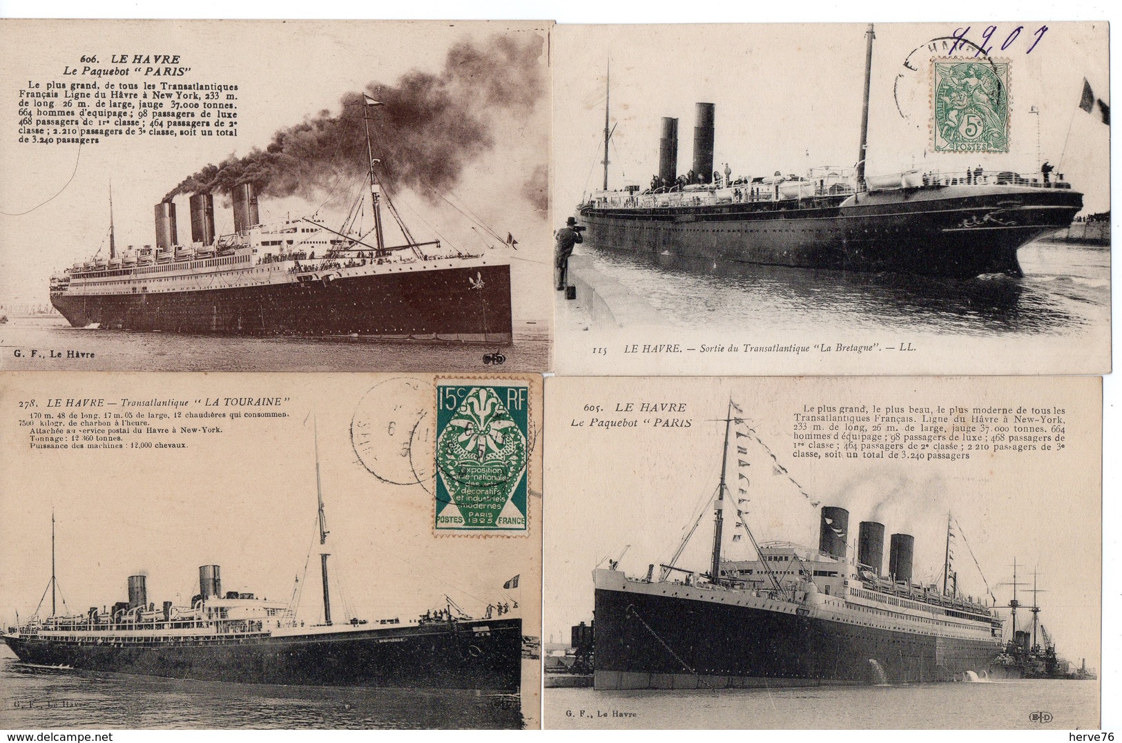 LOT 50 CPA - Bateau - Paquebot - Steamer - LE HAVRE - 5 - 99 Cartoline