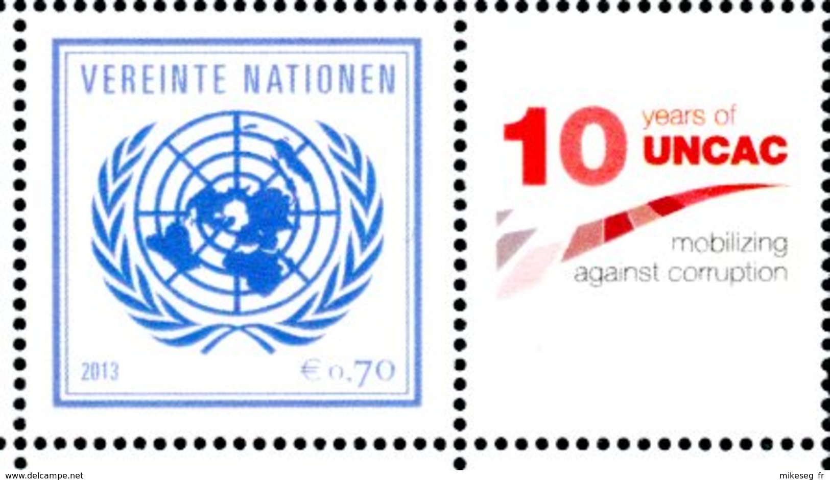 ONU Vienne 2013 - Détaché De Feuille De Timbres Perso - PANAMA -10 Years Of UNCAC Conférence Contre La Corruption ** - Neufs