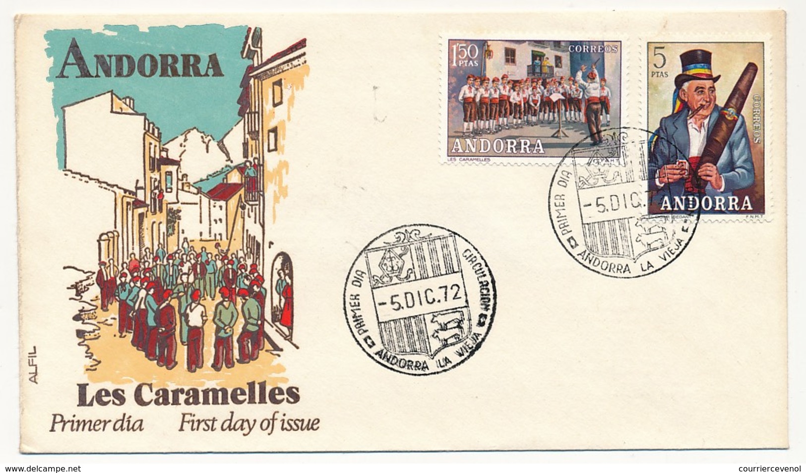 ANDORRE => 2 Enveloppes FDC => Costumes Populaires - 5 Déc 1972 - Storia Postale