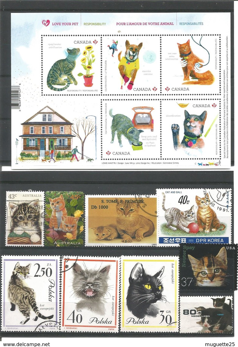 CHATS Lot De 50 Timbres Environ Bon état Neufs Et Oblitérés - Chats Domestiques