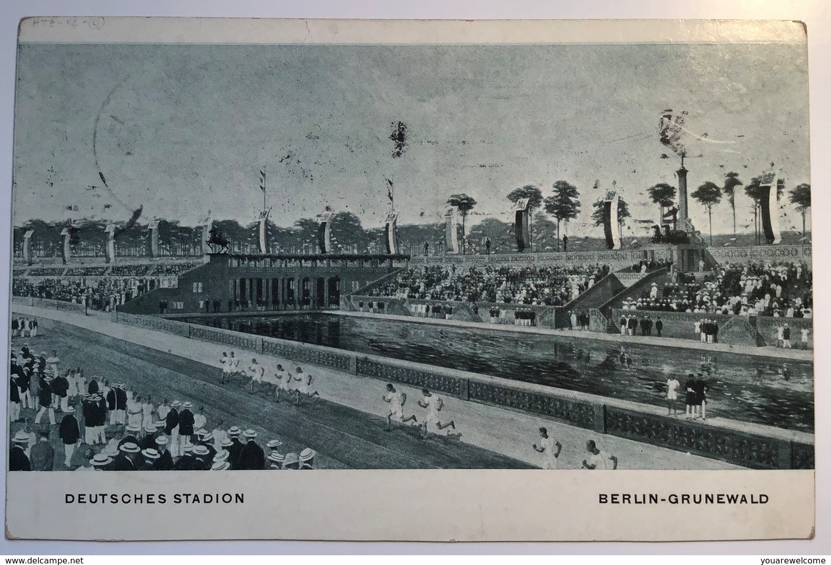 OLYMPIC GAMES 1916: "BERLIN GRUNEWALD DEUTSCHES STADION 1913" RR !(PP Ganzsache Sport Deutsches Reich Sonderstempel - Summer 1912: Stockholm