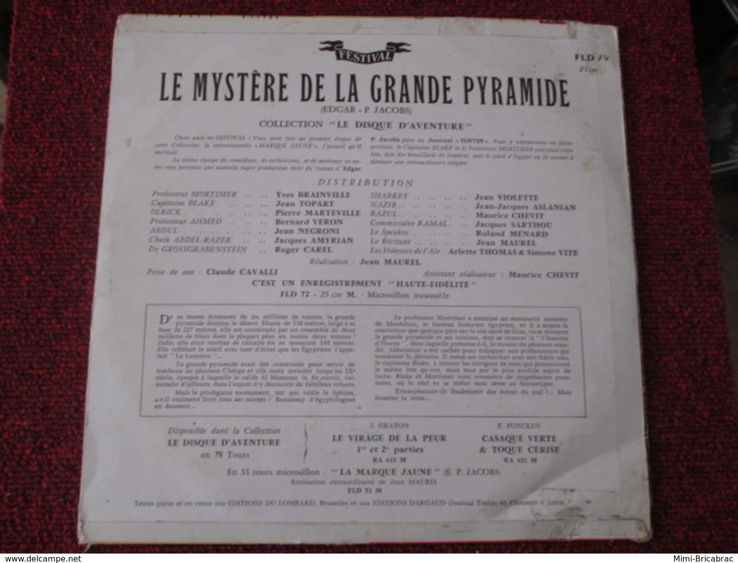 BACPLASTCAV Disque BANDES DESSINEE ANNEES 50/60 LE MYSTERE DE LA GRANDE PYRAMIDE 33T 25cm - Records