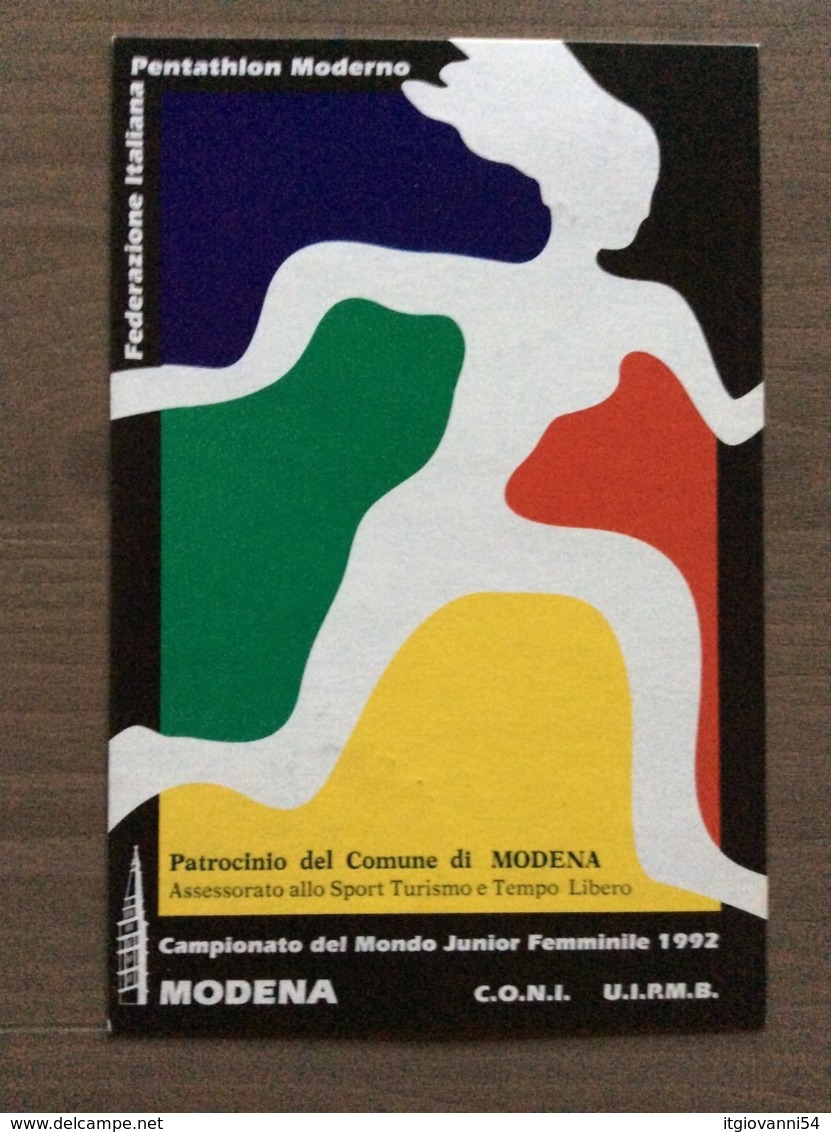 Cartolina Ufficiale "Campionato Del Mondo Junior Femminile Pentathlon Moderno" Annullo Modena 3-9-1992 - Otros & Sin Clasificación