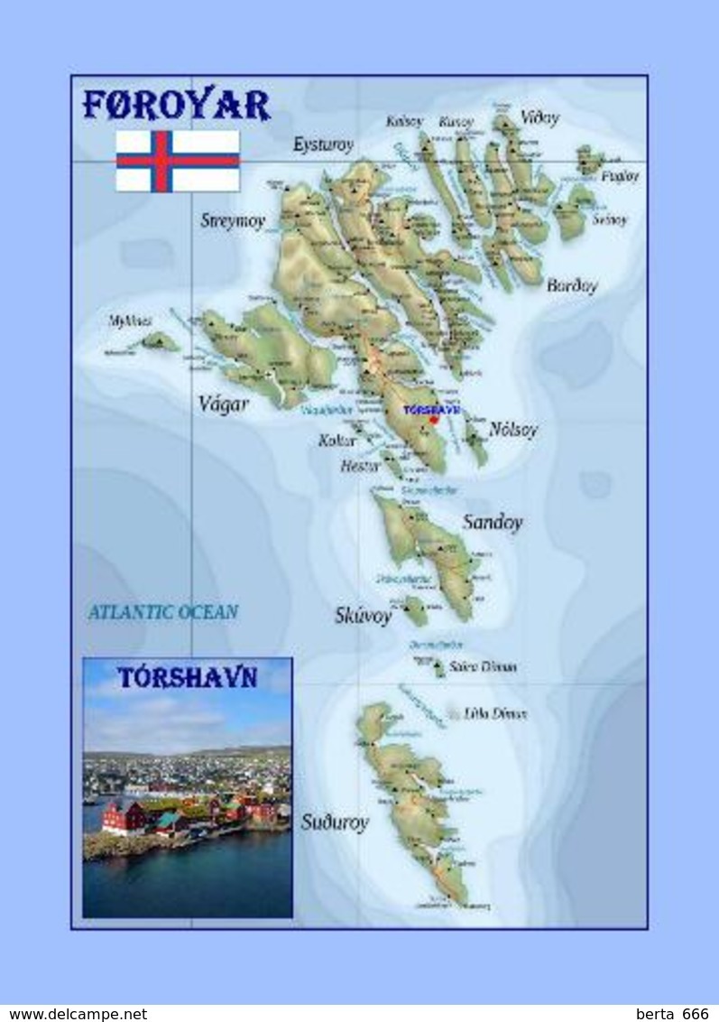 Faroe Islands Country Map Føroyar New Postcard Färöer Landkarte AK - Islas Feroe