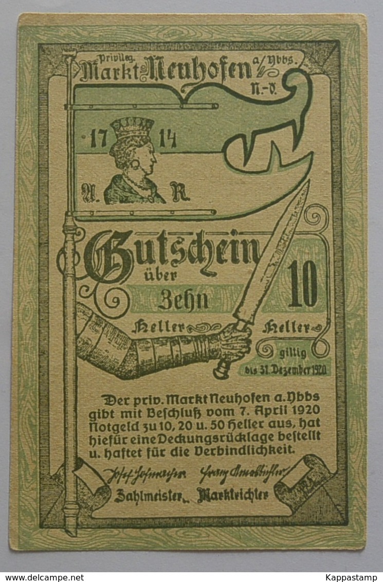 1920 Neuhofen Gutschein 10 Heller   E Vedi Foto Wurt(11 - Non Classificati