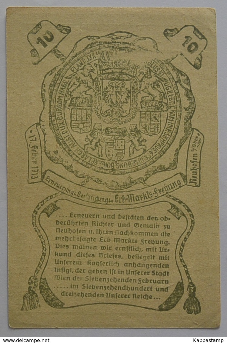 1920 Neuhofen Gutschein 10 Heller   E Vedi Foto Wurt(11 - Zonder Classificatie