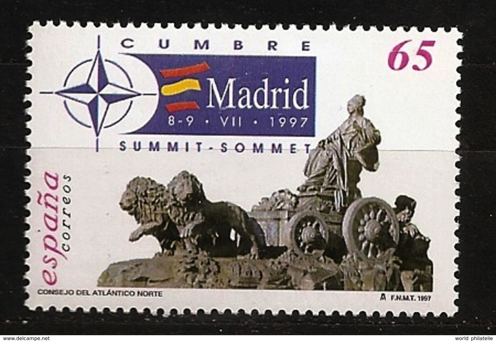 Espagne España 1997 N° 3072 ** OTAN, Traité De L'Atlantique Nord, Madrid, Fontaine, Cybèle, Armée, Lion, Char, Déesse - Ungebraucht