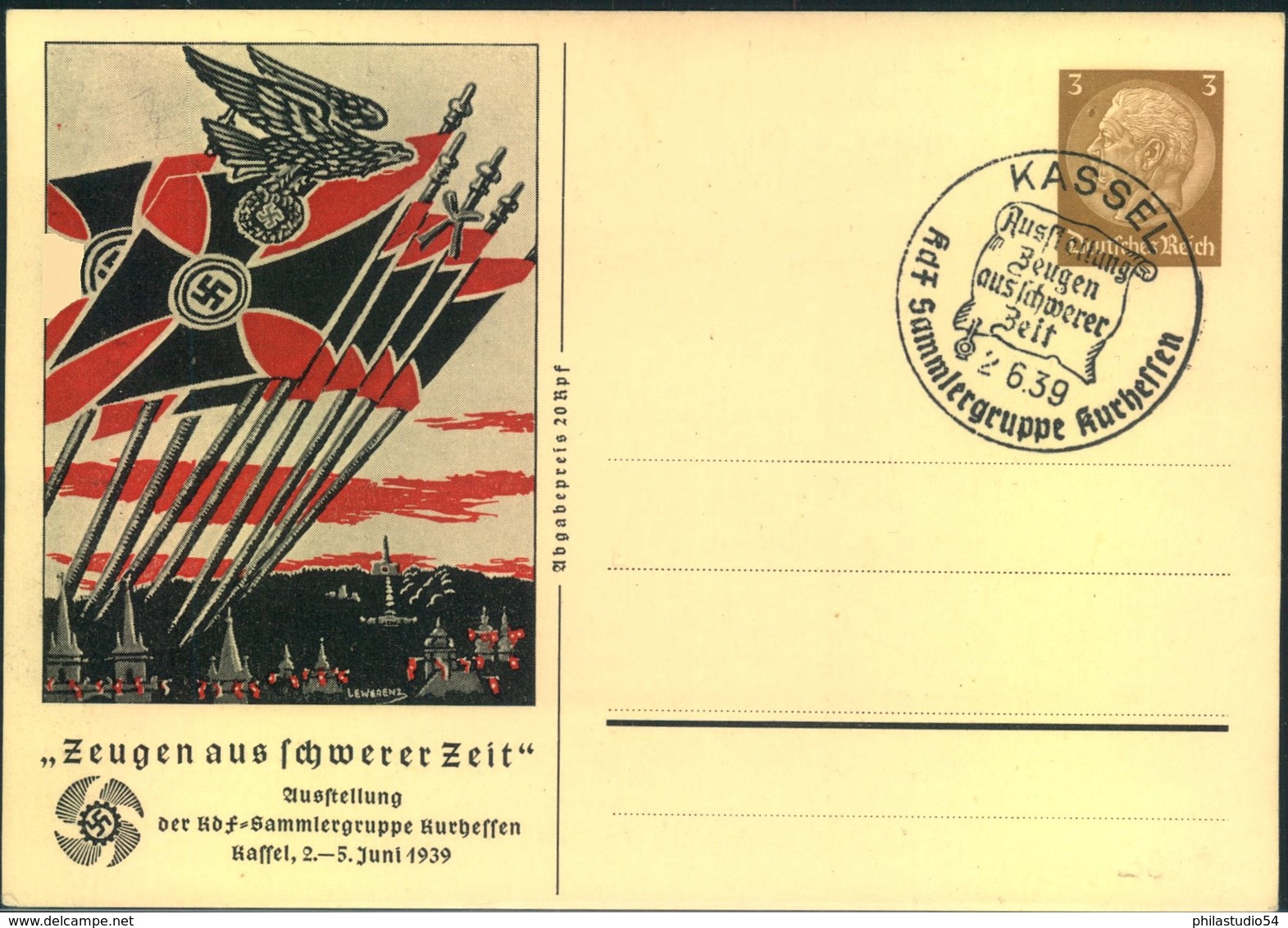 1939, 3 Pfg. Ganzsachenkarte "Zeugen Aus Schwerer Zeit" Mit SST "KASSEL KdF Sammlergruppe" - Altri & Non Classificati