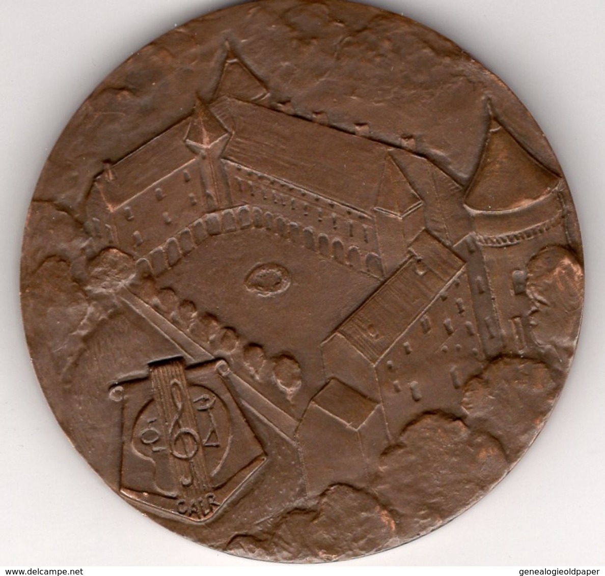 87 - ROCHECHOUART - RARE GRANDE MEDAILLE DE TABLE EN BRONZE ROCHECHOUART EN LIMOUSIN-CHATEAU-GRAVEUR QUEROLLE - Bronzes