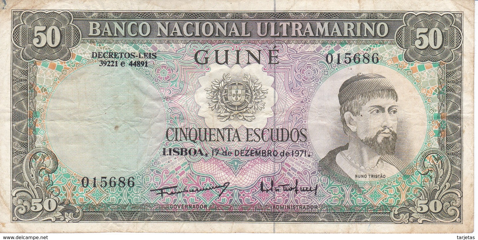 BILLETE DE GUINEA DE 50 ESCUDOS DEL AÑO 1971  (BANKNOTE) - Guinea-Bissau