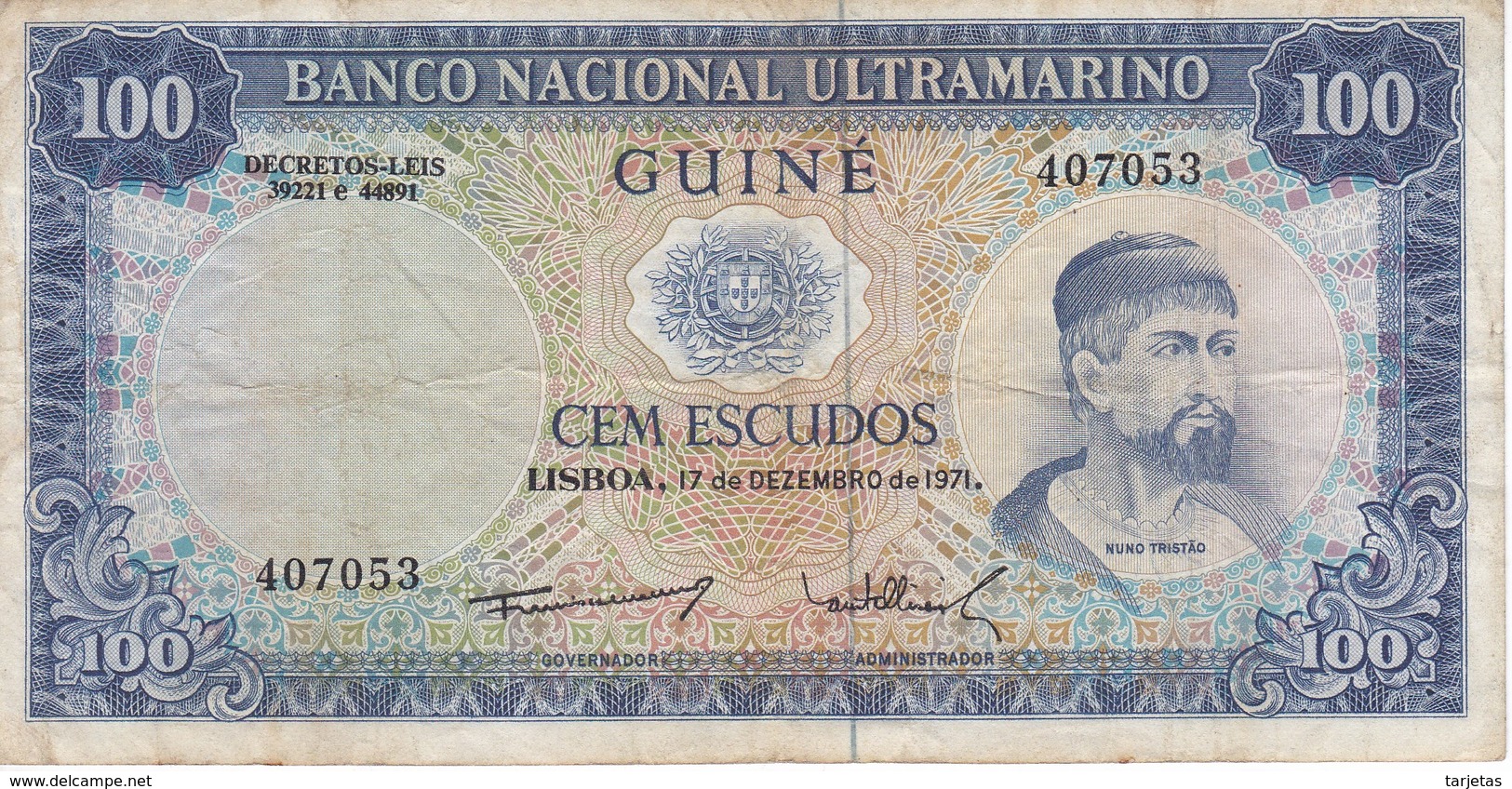 BILLETE DE GUINEA DE 100 ESCUDOS DEL AÑO 1971  (BANKNOTE) - Guinea-Bissau