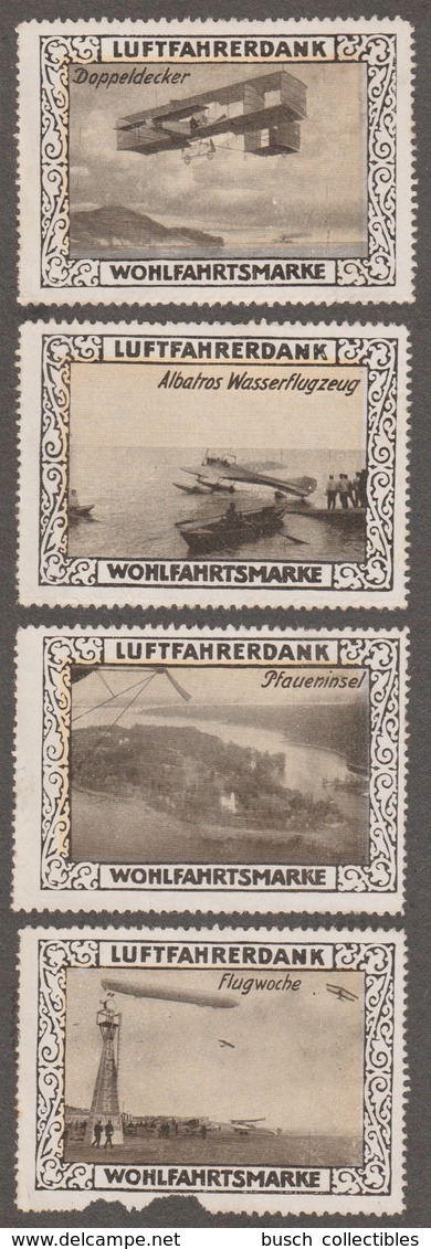 4 Reklamemarken Reklamemarke Cinderellas Luftfahrerdank Wohlfahrtsmarke Doppeldecker Albabtros Flugwoche Zeppelin Avio - Vignetten (Erinnophilie)