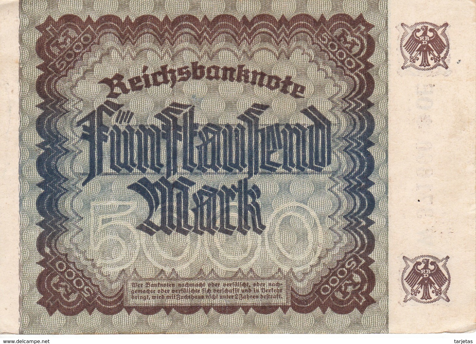 BILLETE DE ALEMANIA DE 5000 MARK DEL AÑO 1922  (BANKNOTE) - 5000 Mark