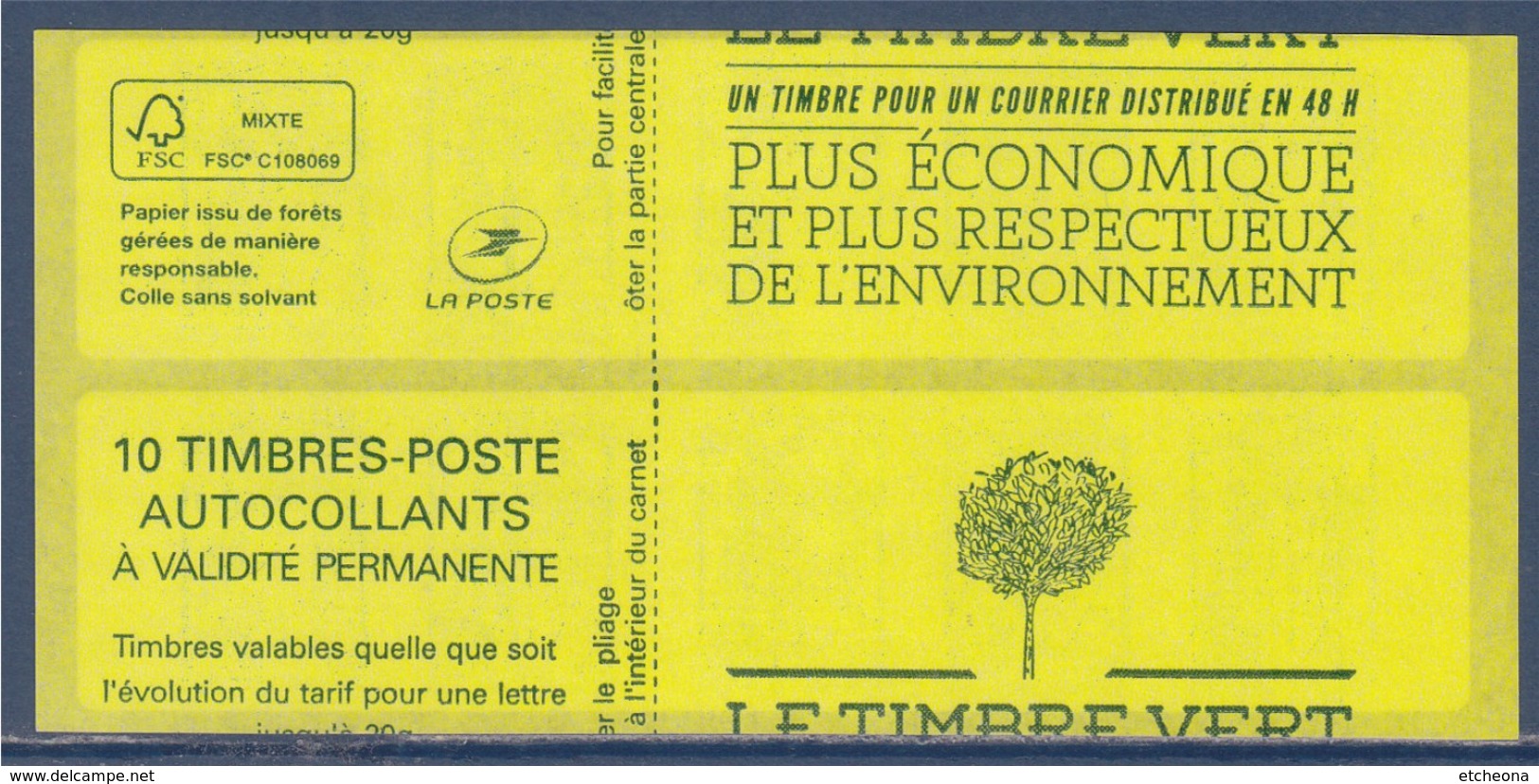 = CARNET 10 Marianne  Et La Jeunesse TVP Lettre Verte -20g Type N°858-C2  Le Timbre Vert, Mauvaise Découpe - Autres & Non Classés