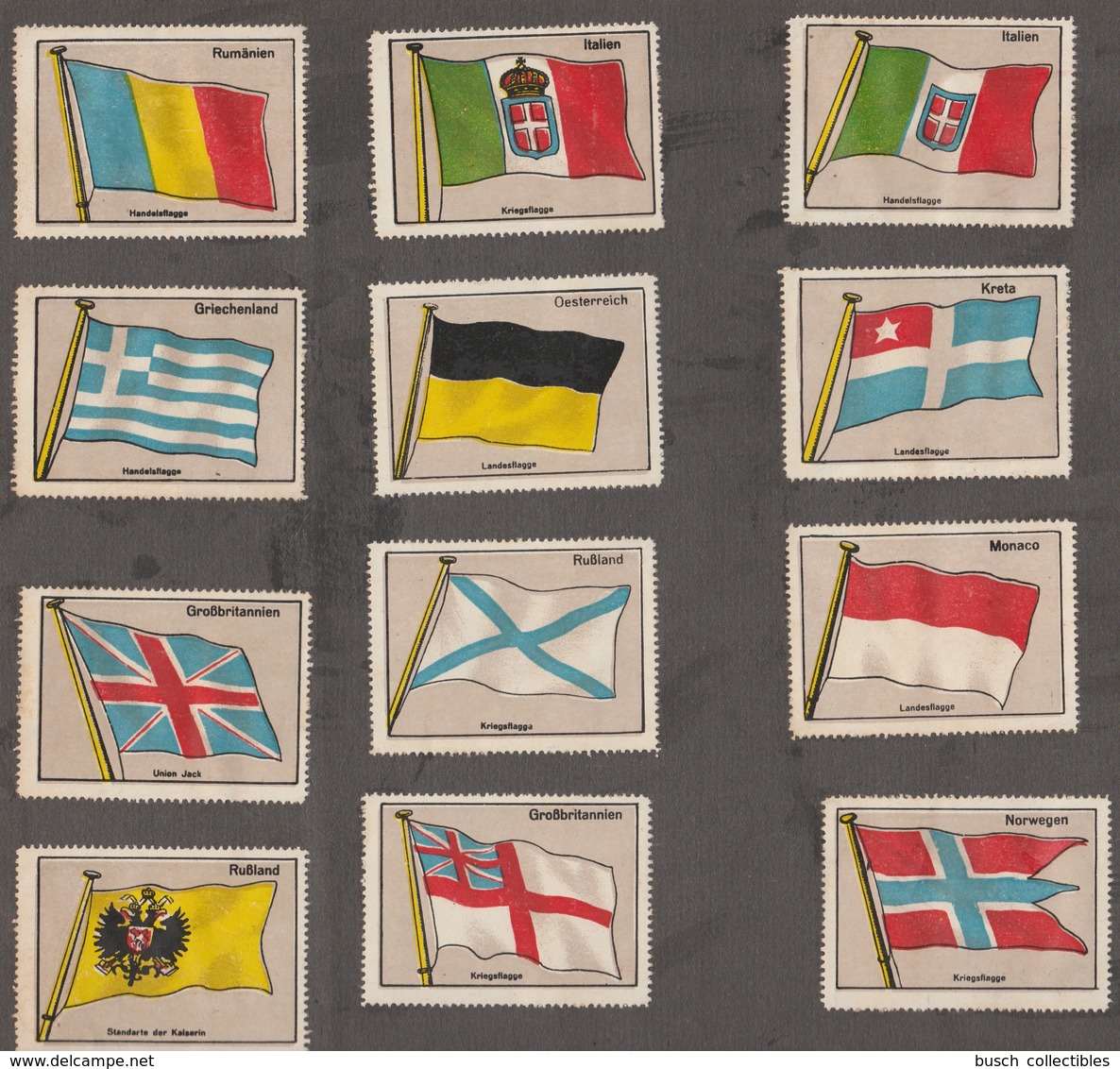 32 Reklamemarken Reklamemarke Hamburg Militär Artillerie + Landesflaggen Fahnen Drapeaux Flags - Erinofilia