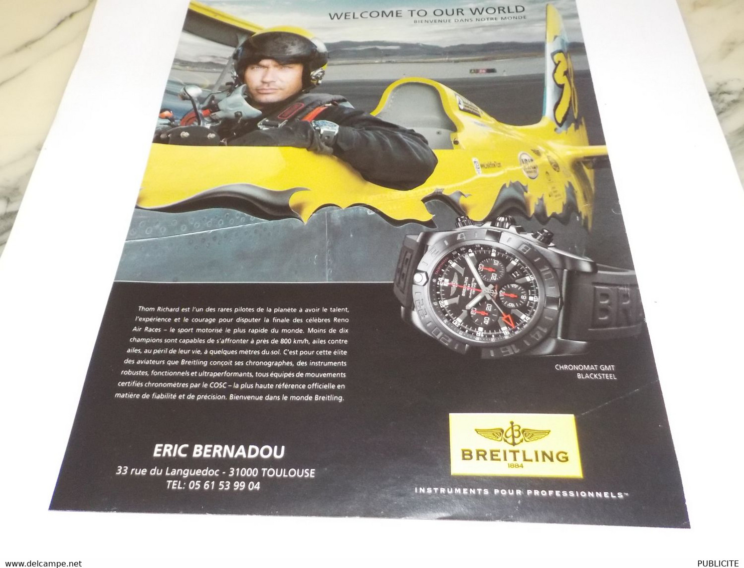 ANCIENNE PUBLICITE  THOM RICHARD ET  MONTRE BREITLING 2014 - Autres & Non Classés