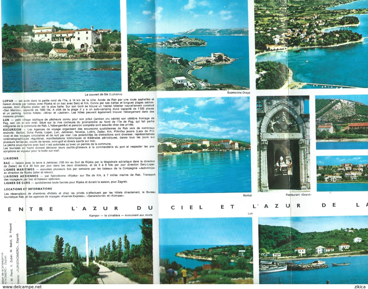 TOURIST BROCHURES 10 Cm X 22 Cm. Rab Island,Croatia,Yugoslavia  1967,map - 20 Cm / 22 Cm - Tourism Brochures